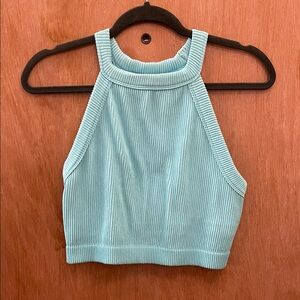 Aerie Light Blue Ribbed Crop Top